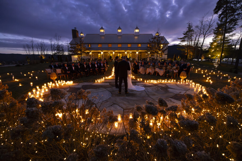 A New Years Eve wedding ceremony at The Seclusion, a luxury Virginia wedding and event venue.