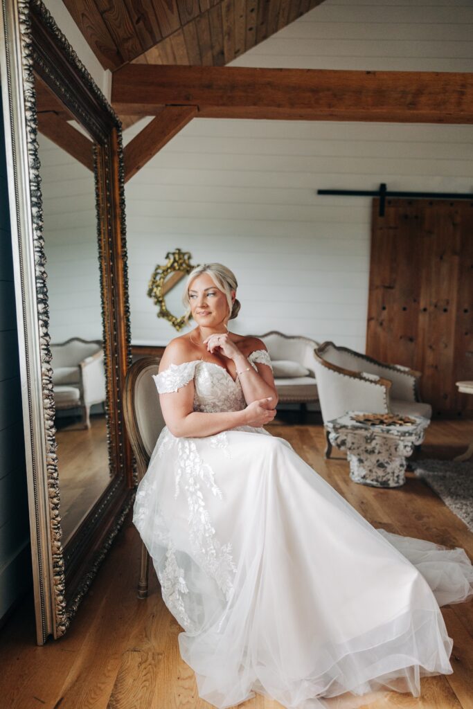 A bride getting ready for her wedding at a luxurious Virginia wedding venue.